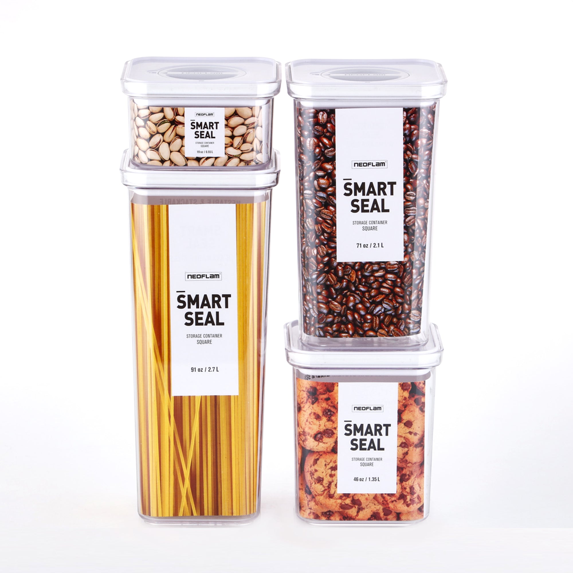 Pantry Canister with Smart Seal - Square, Black Lid