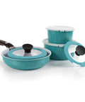Midas Plus 9 Piece Ceramic Nonstick Cookware Set in Emerald Green, Detachable Handle