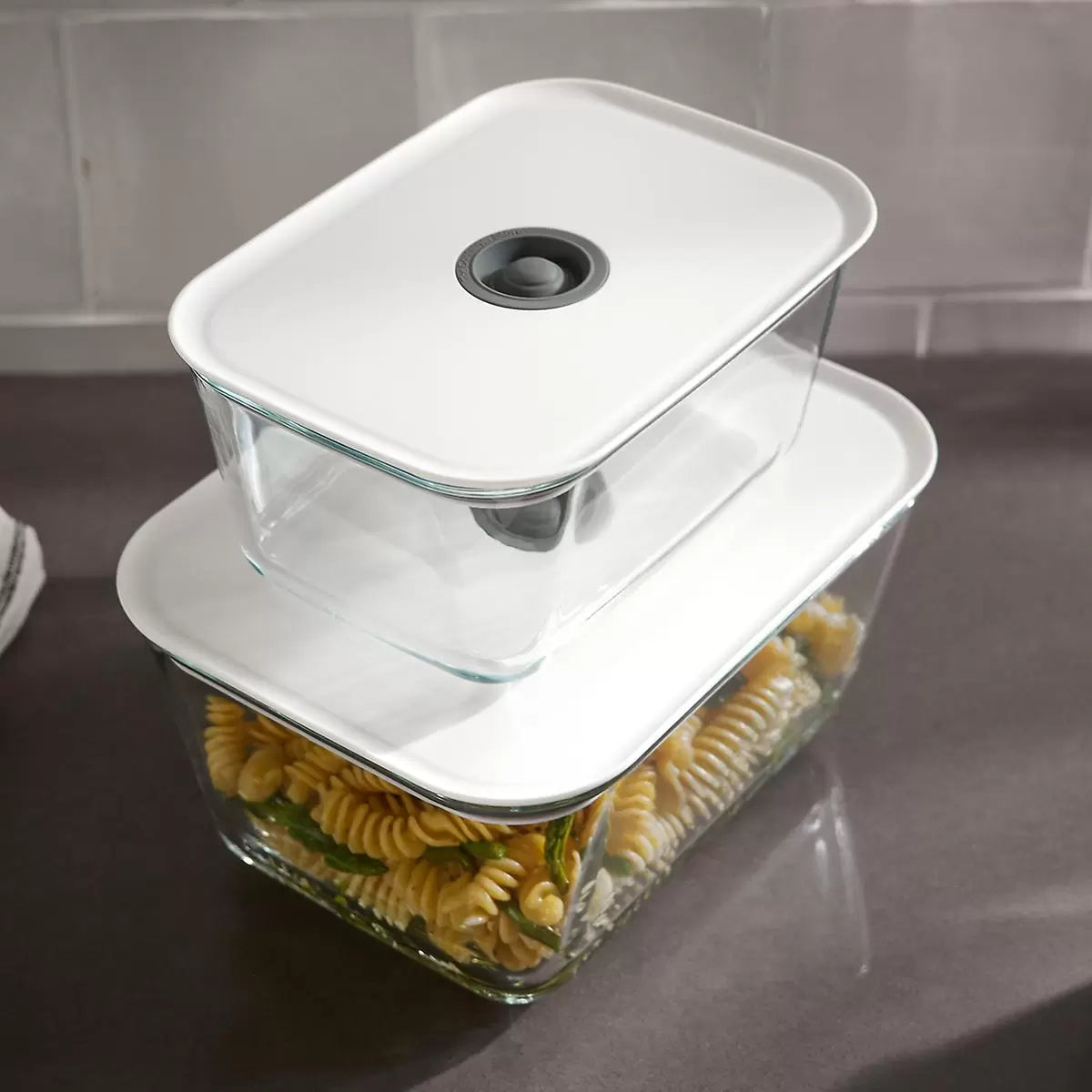 Clik Glass Food Storage, Rectangular, 2 Size, White Lid
