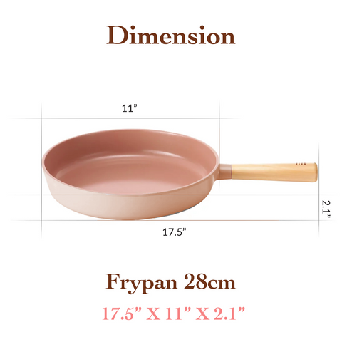 FIKA Objet 11" Non-Stick Fry Pan | Induction-Compatible dimensions: 17.5" x 11" x 2.1"