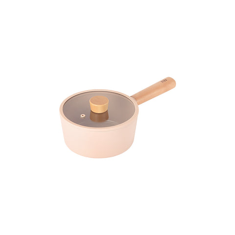 FIKA 1.7QT Saucepan, Glass Lid (18cm) Mini Peach