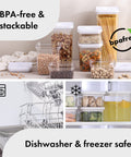 Smart Seal Food Storage, Rectangular, 4PCs Set, Glossy White Lid