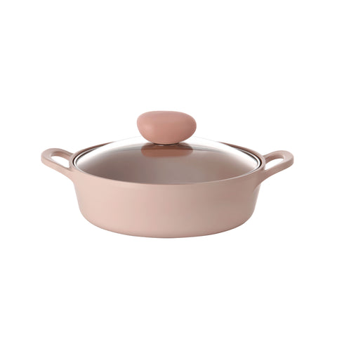 Retro Sherbet Ceramic Nonstick Stockpot with Glass Lid - 2QT Low