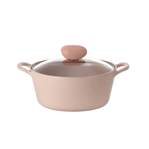 Retro Sherbet Ceramic Nonstick Stockpot with Glass Lid - 3QT