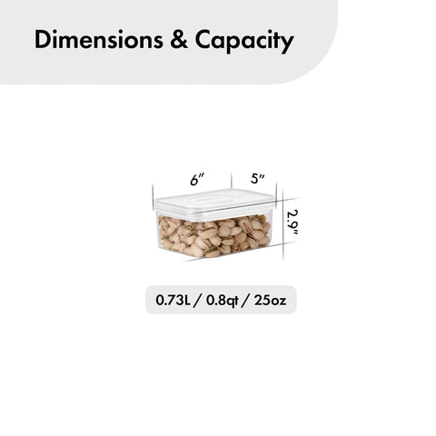 Pantry Canister with Smart Seal - Rectangular Short 0.8QT (0.73L), White Lid