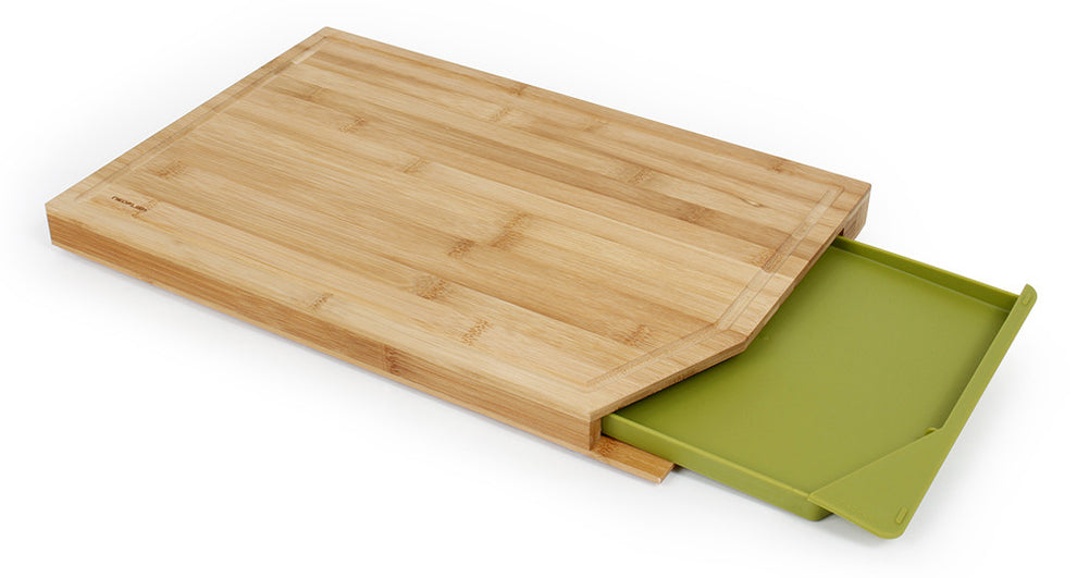 Neoflam CUT2TRAY, Bamboo Cutting Board with Tray, Green