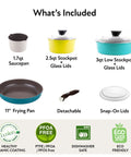 Midas Multi Color 9pc Set, Detachable Handle(Misty Forest) - Cast Aluminum Cookware