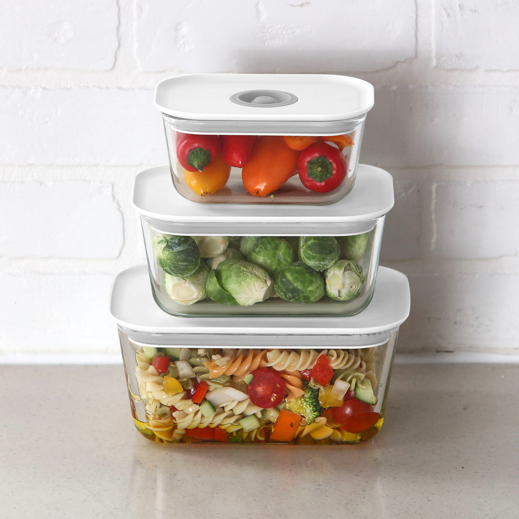 Neoflam 6pc Clik Glass Food Storage Set - Rec. Small/Medium/ XLarge White lids