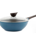 Eela 12" Chef's Pan in Deep Blue, Glass Lid - Neoflam