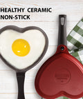 Aeni Heart-Shaped Mini Egg Pan - Cast Aluminum Cookware