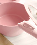 MIDAS Plus FIKA collection Pink 7pc set (Wok, Frypan and Pot w/ detachable Handle)